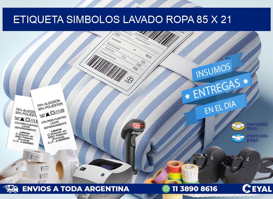 ETIQUETA SIMBOLOS LAVADO ROPA 85 x 21