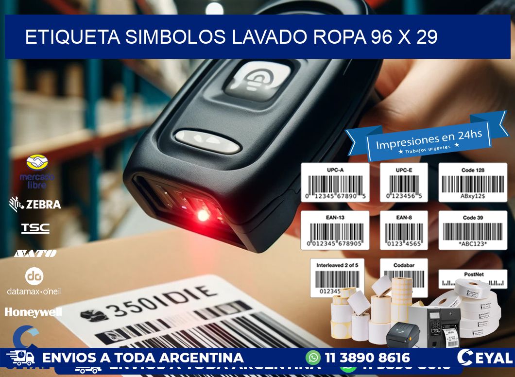 ETIQUETA SIMBOLOS LAVADO ROPA 96 x 29