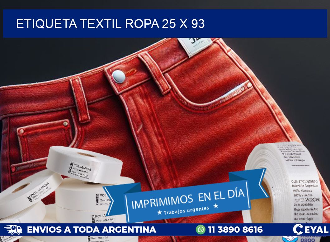 ETIQUETA TEXTIL ROPA 25 x 93