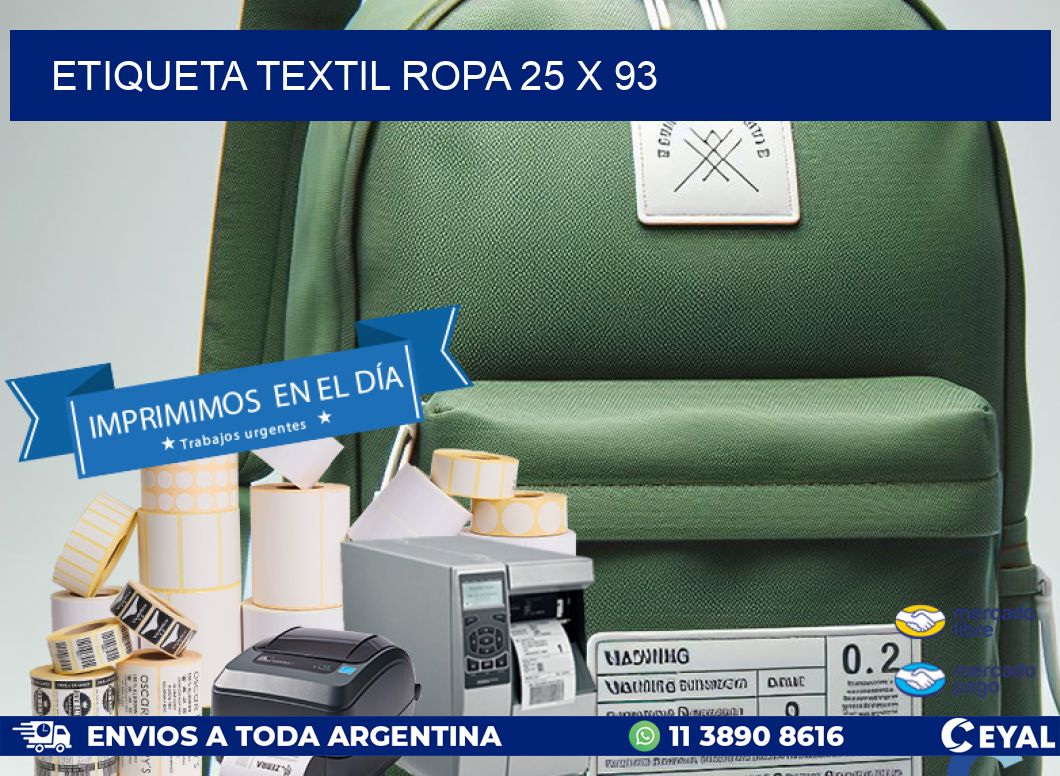 ETIQUETA TEXTIL ROPA 25 x 93