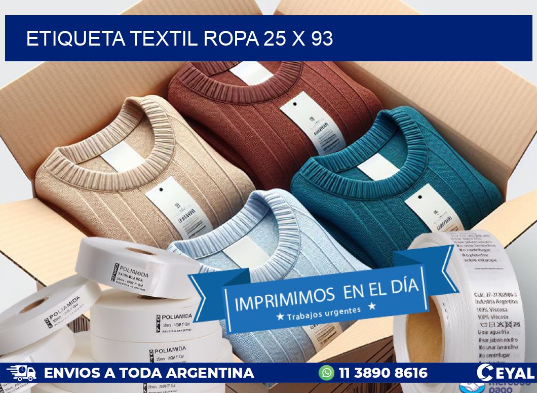 ETIQUETA TEXTIL ROPA 25 x 93