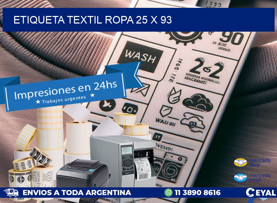 ETIQUETA TEXTIL ROPA 25 x 93