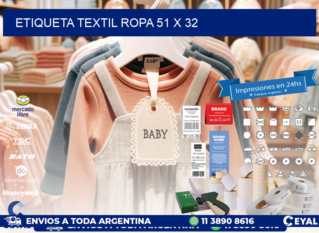 ETIQUETA TEXTIL ROPA 51 x 32