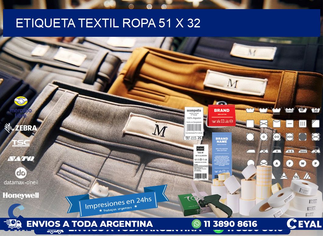 ETIQUETA TEXTIL ROPA 51 x 32