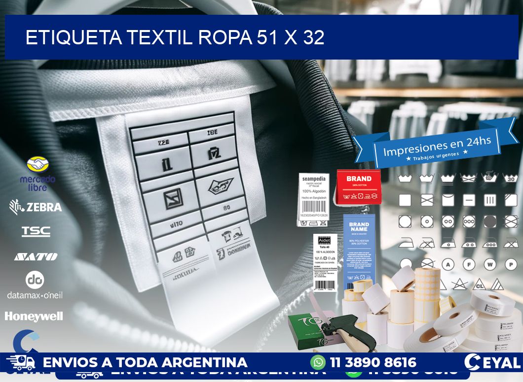 ETIQUETA TEXTIL ROPA 51 x 32