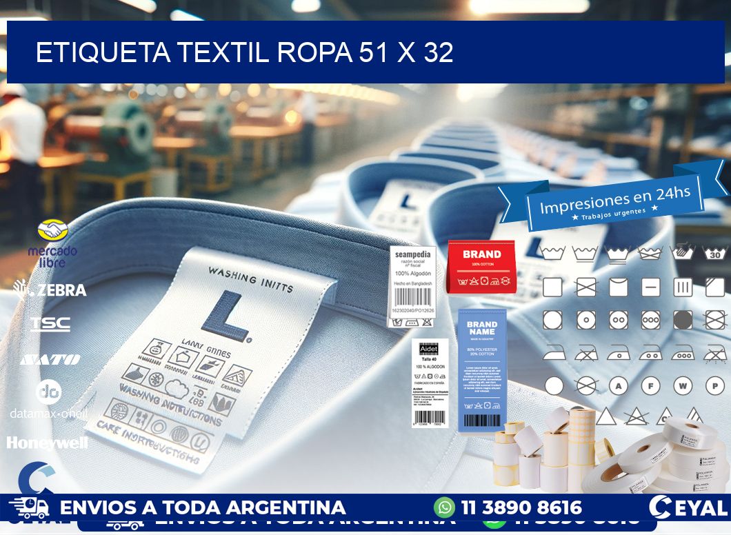 ETIQUETA TEXTIL ROPA 51 x 32