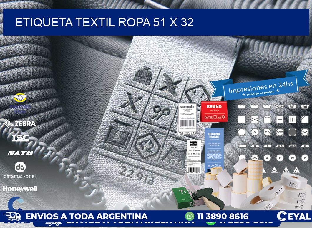 ETIQUETA TEXTIL ROPA 51 x 32