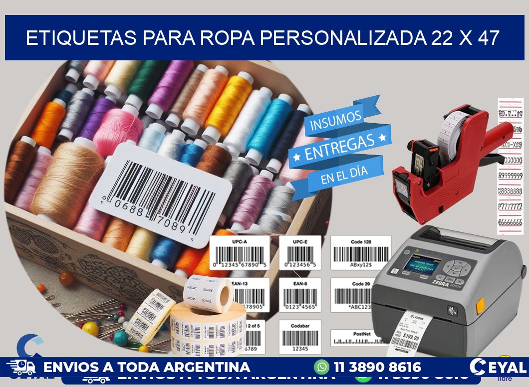 ETIQUETAS PARA ROPA PERSONALIZADA 22 x 47