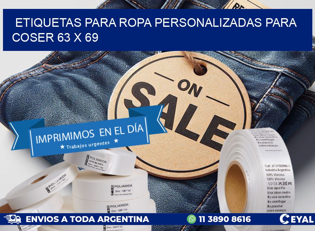 ETIQUETAS PARA ROPA PERSONALIZADAS PARA COSER 63 x 69