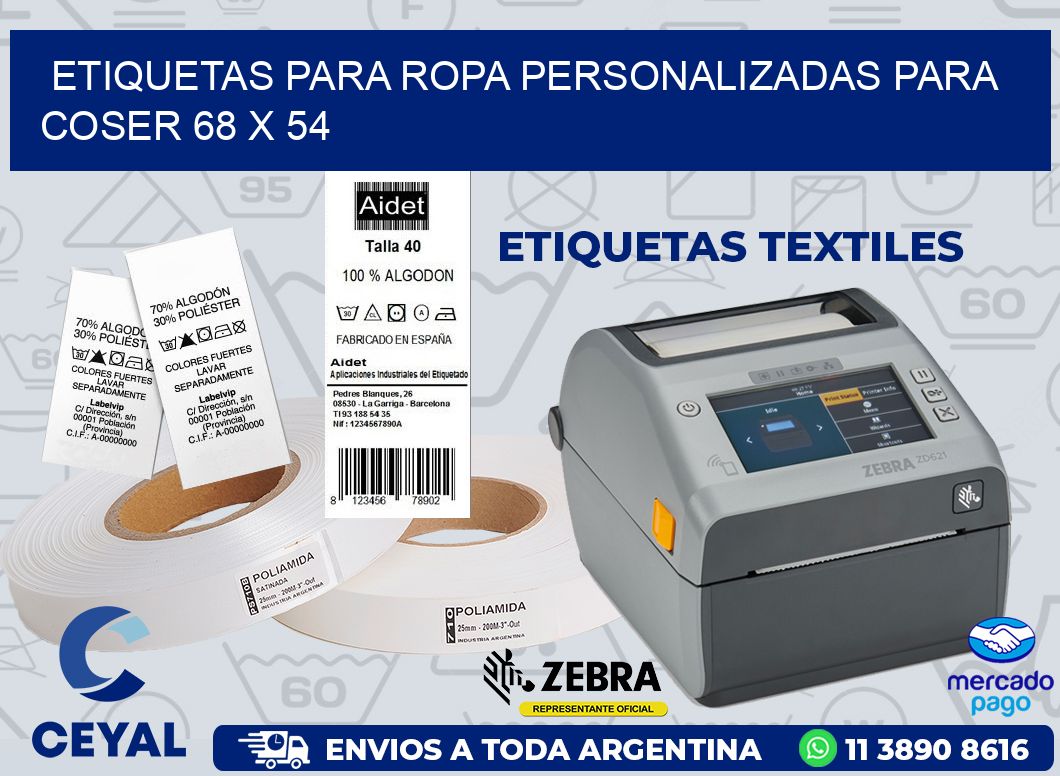 ETIQUETAS PARA ROPA PERSONALIZADAS PARA COSER 68 x 54