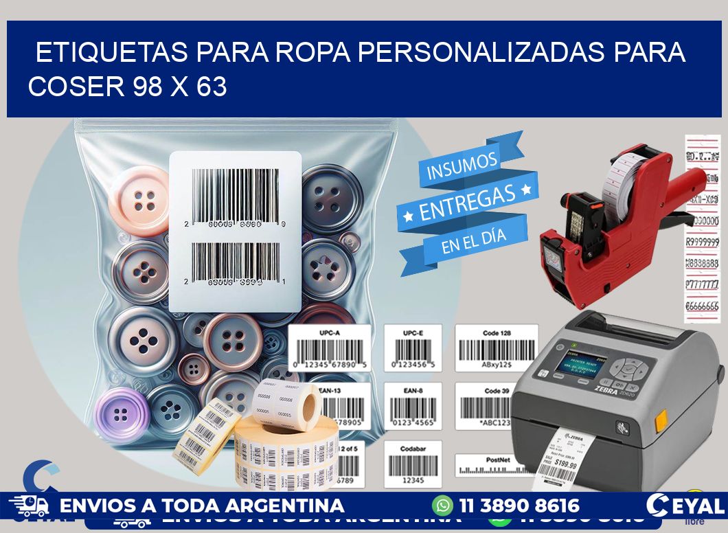 ETIQUETAS PARA ROPA PERSONALIZADAS PARA COSER 98 x 63