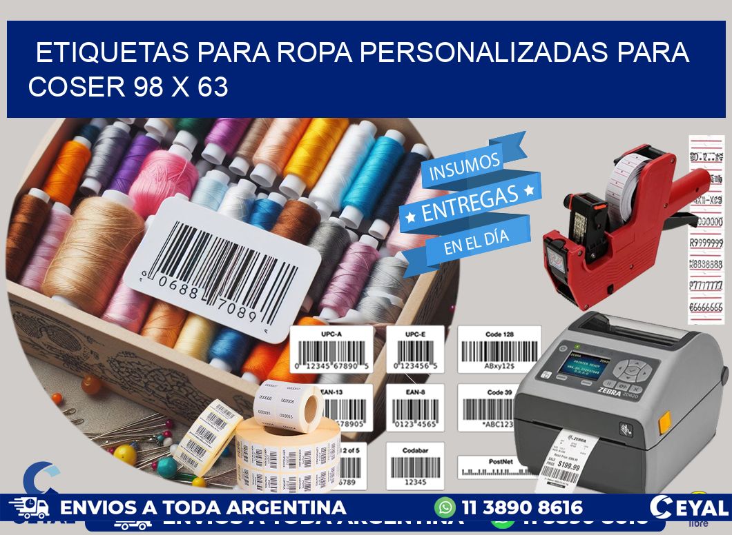 ETIQUETAS PARA ROPA PERSONALIZADAS PARA COSER 98 x 63