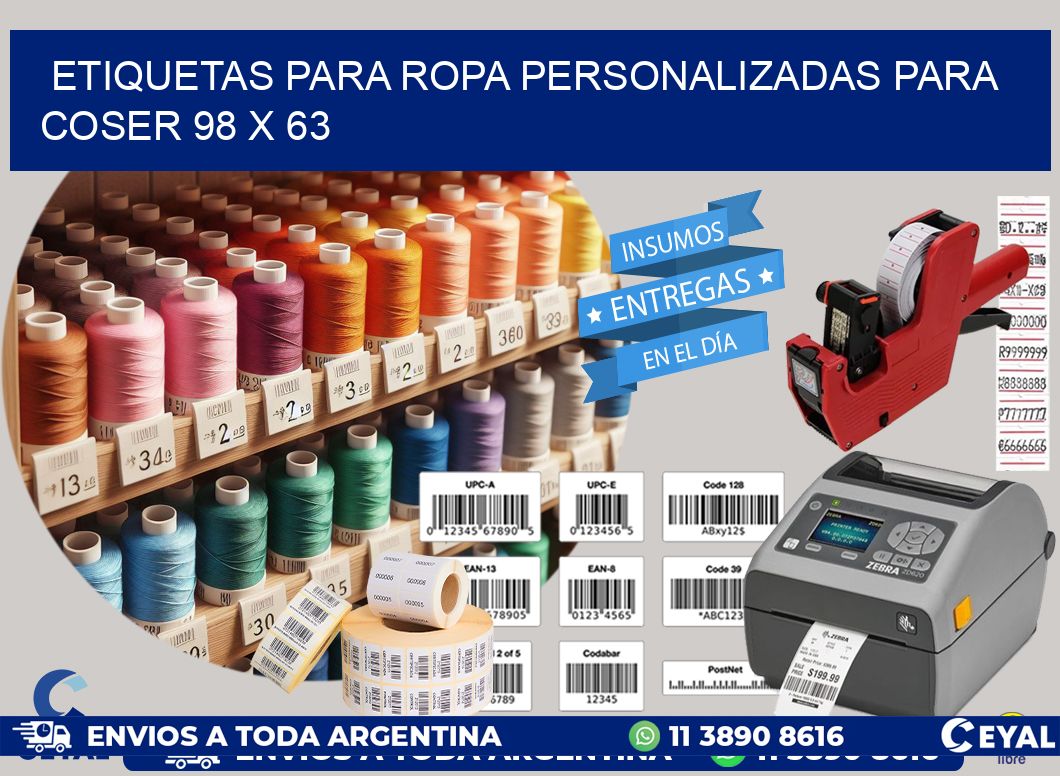 ETIQUETAS PARA ROPA PERSONALIZADAS PARA COSER 98 x 63