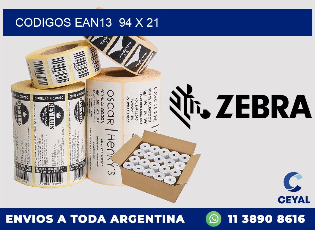 CODIGOS EAN13  94 x 21