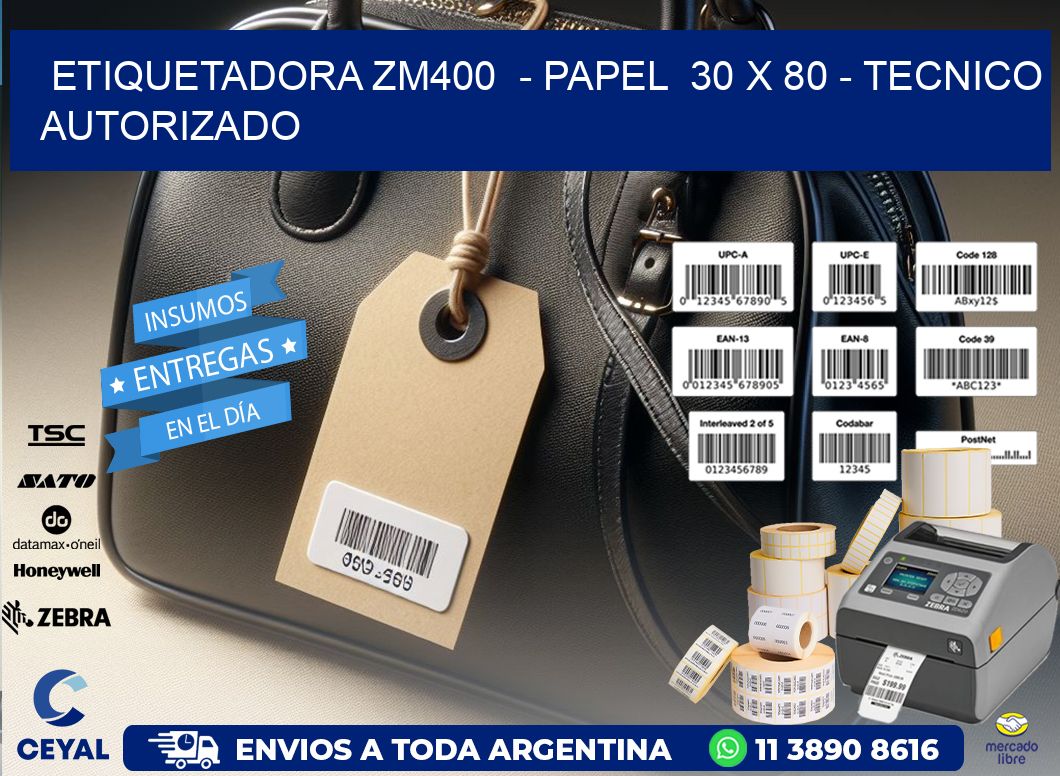 ETIQUETADORA ZM400  - PAPEL  30 x 80 - TECNICO AUTORIZADO