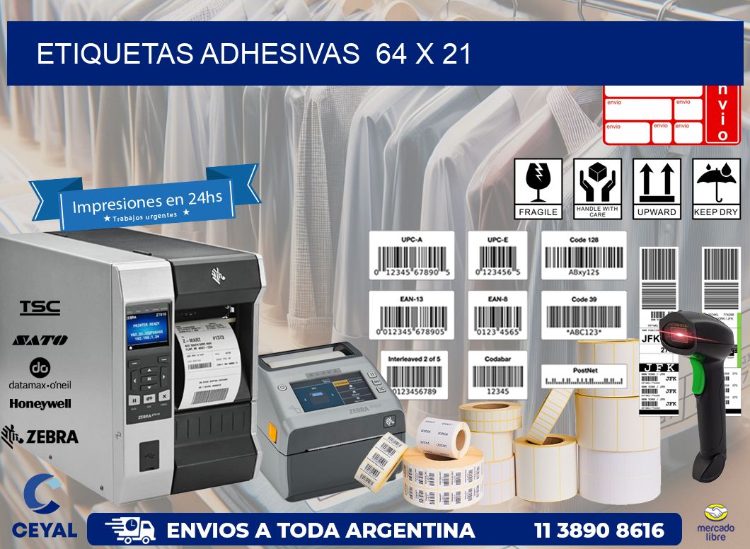 ETIQUETAS ADHESIVAS  64 x 21