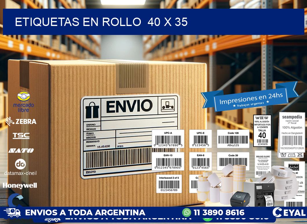 ETIQUETAS EN ROLLO  40 x 35