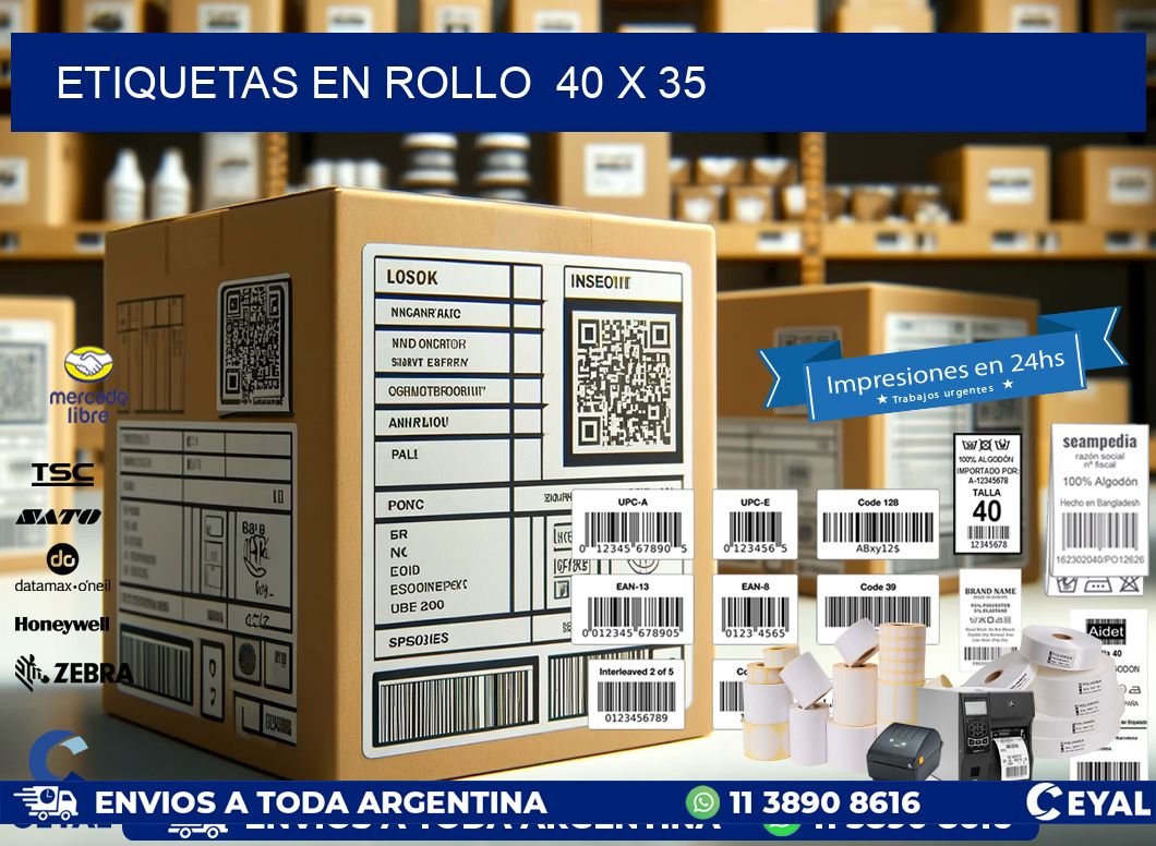 ETIQUETAS EN ROLLO  40 x 35