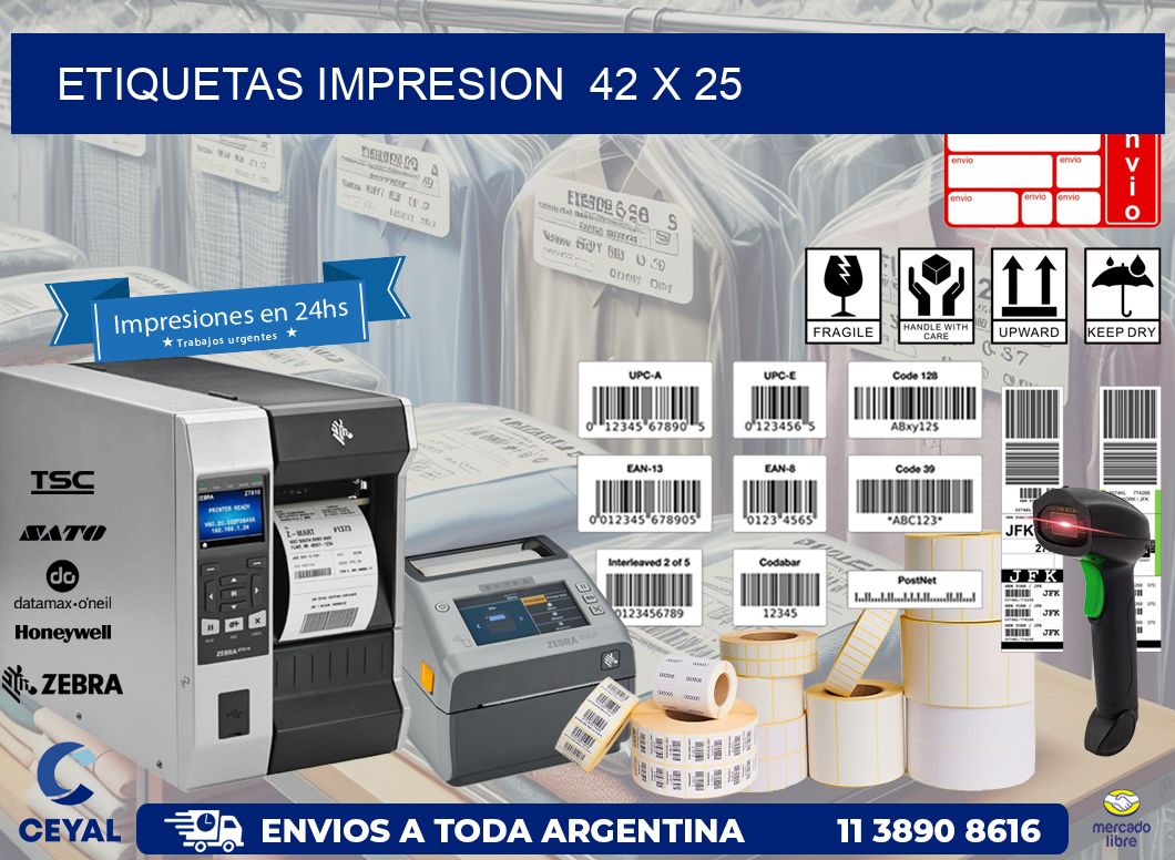 ETIQUETAS IMPRESION  42 x 25