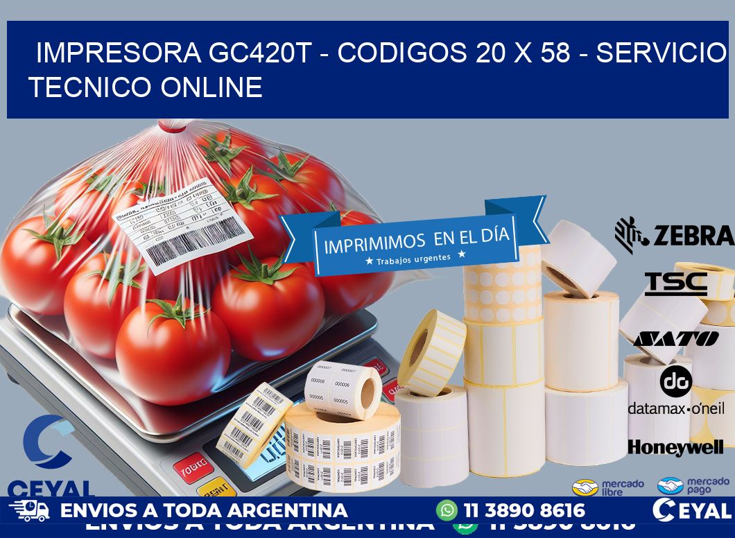 IMPRESORA GC420T - CODIGOS 20 x 58 - SERVICIO TECNICO ONLINE