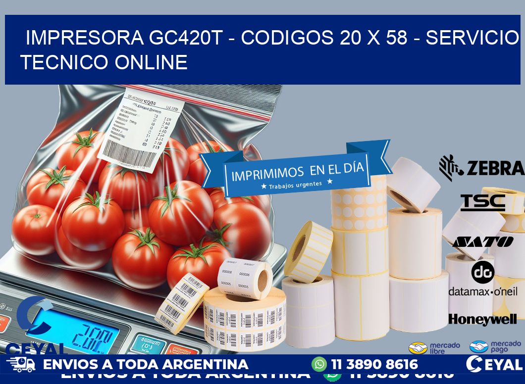 IMPRESORA GC420T - CODIGOS 20 x 58 - SERVICIO TECNICO ONLINE