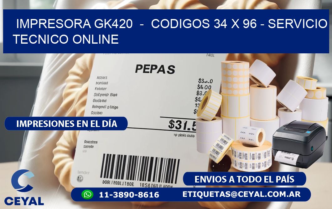 IMPRESORA GK420  -  CODIGOS 34 x 96 - SERVICIO TECNICO ONLINE