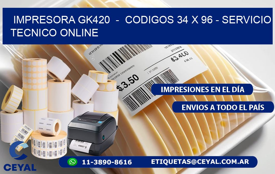 IMPRESORA GK420  -  CODIGOS 34 x 96 - SERVICIO TECNICO ONLINE