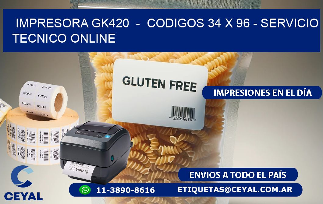 IMPRESORA GK420  -  CODIGOS 34 x 96 - SERVICIO TECNICO ONLINE