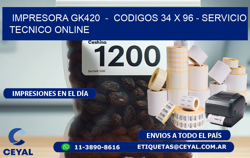 IMPRESORA GK420  -  CODIGOS 34 x 96 - SERVICIO TECNICO ONLINE