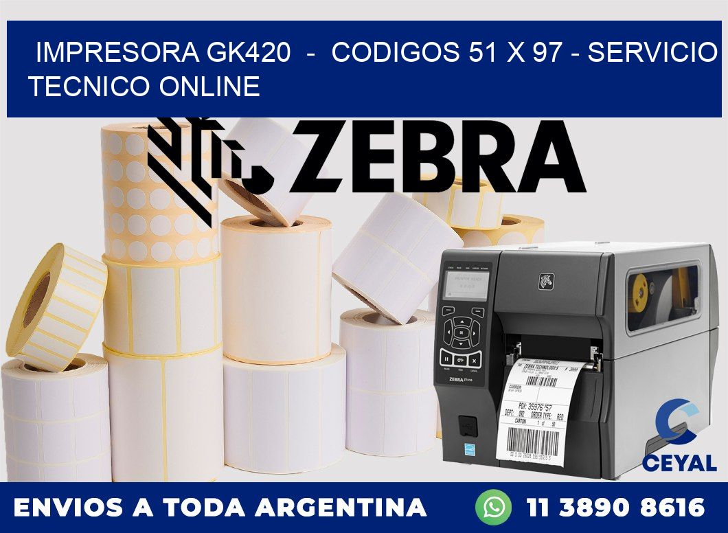 IMPRESORA GK420  -  CODIGOS 51 x 97 - SERVICIO TECNICO ONLINE