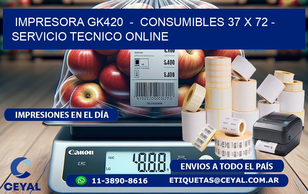 IMPRESORA GK420  -  CONSUMIBLES 37 x 72 - SERVICIO TECNICO ONLINE