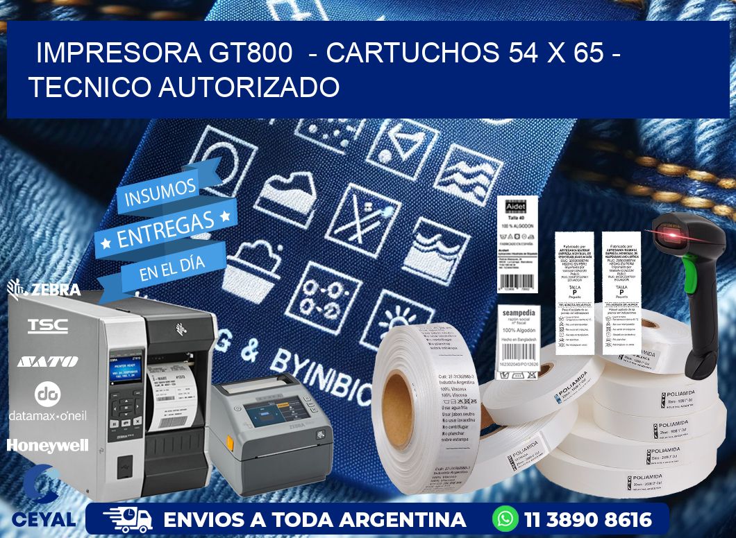 IMPRESORA GT800  - CARTUCHOS 54 x 65 - TECNICO AUTORIZADO