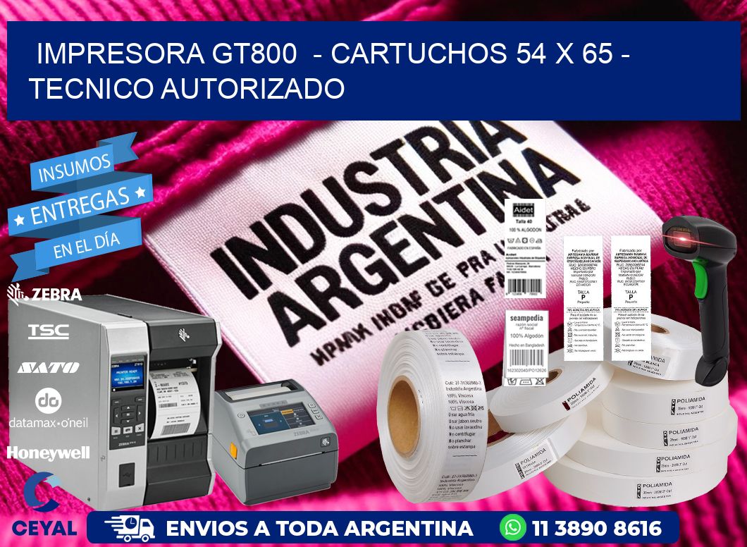 IMPRESORA GT800  - CARTUCHOS 54 x 65 - TECNICO AUTORIZADO