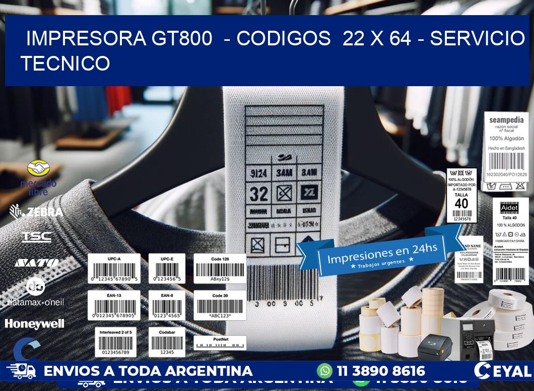 IMPRESORA GT800  - CODIGOS  22 x 64 - SERVICIO TECNICO