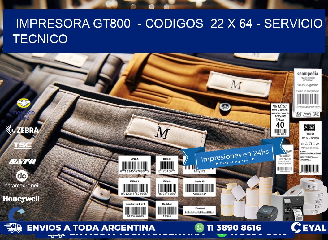 IMPRESORA GT800  - CODIGOS  22 x 64 - SERVICIO TECNICO