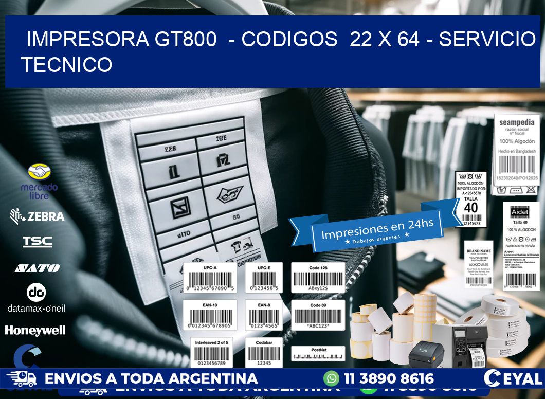 IMPRESORA GT800  - CODIGOS  22 x 64 - SERVICIO TECNICO