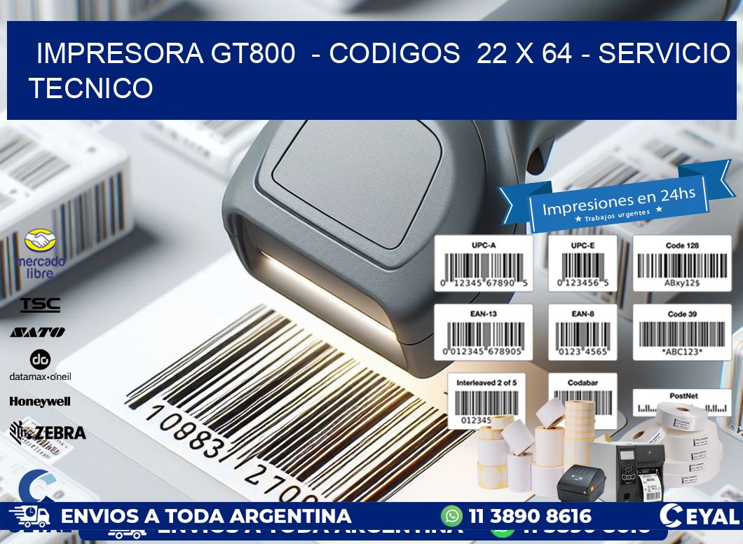 IMPRESORA GT800  - CODIGOS  22 x 64 - SERVICIO TECNICO