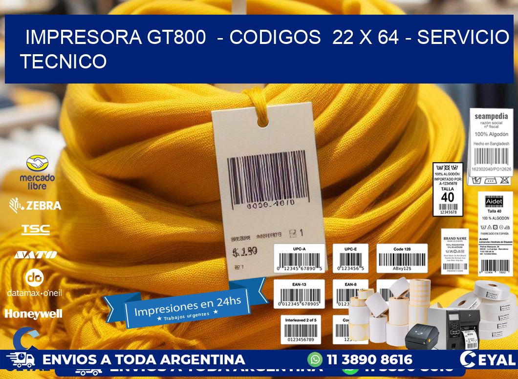 IMPRESORA GT800  - CODIGOS  22 x 64 - SERVICIO TECNICO