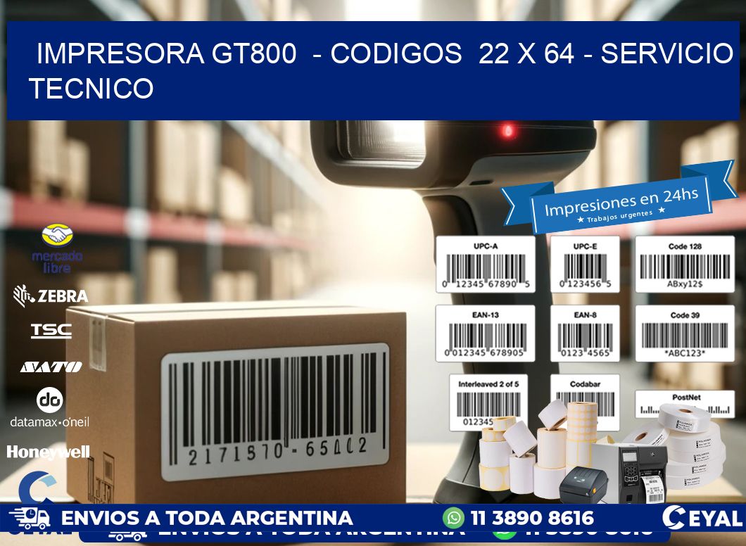 IMPRESORA GT800  – CODIGOS  22 x 64 – SERVICIO TECNICO