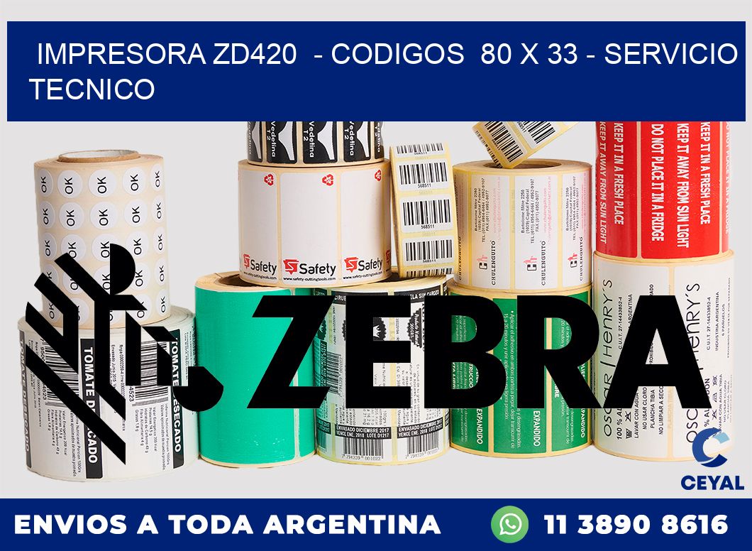 IMPRESORA ZD420  - CODIGOS  80 x 33 - SERVICIO TECNICO