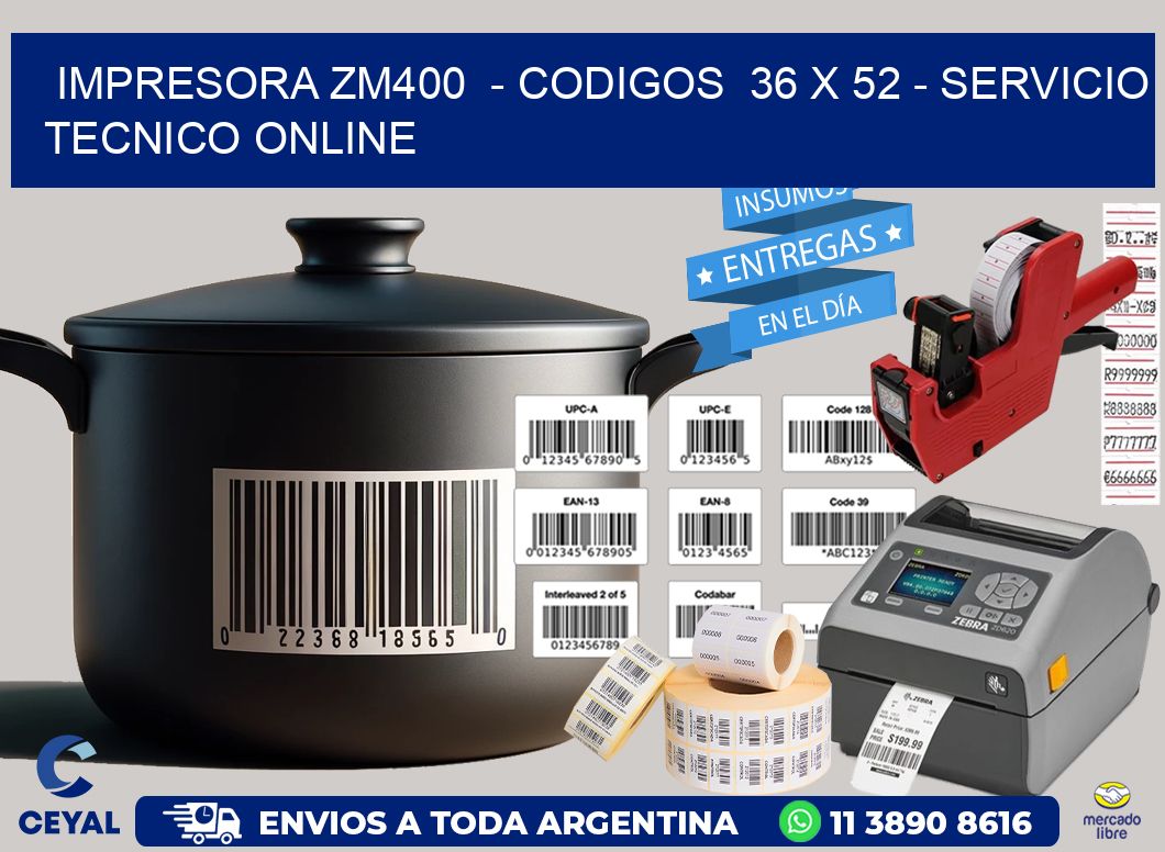 IMPRESORA ZM400  - CODIGOS  36 x 52 - SERVICIO TECNICO ONLINE