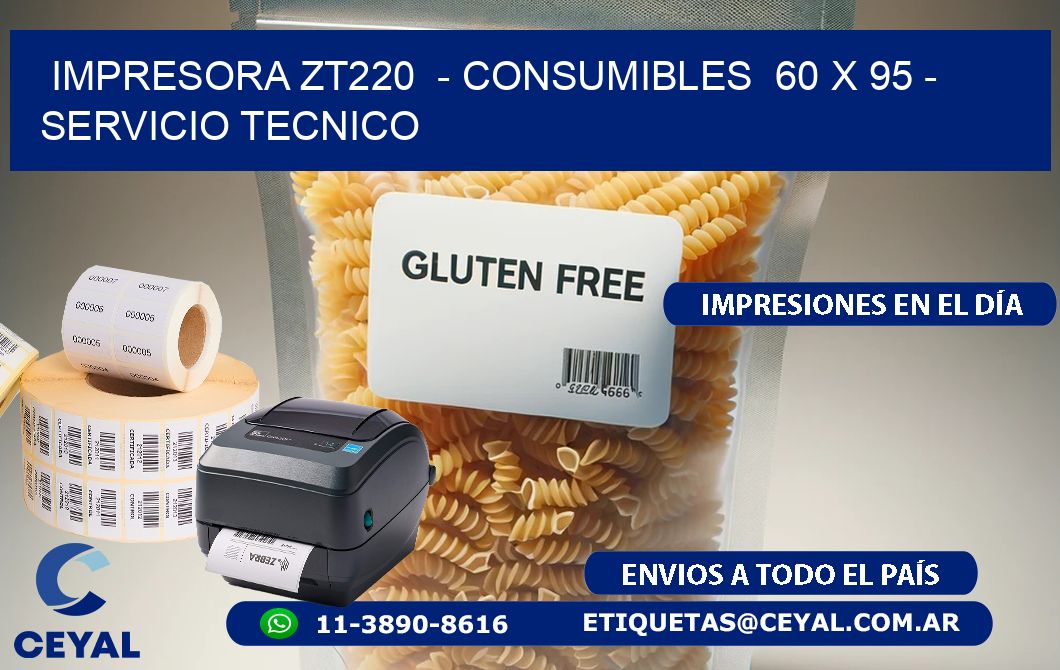 IMPRESORA ZT220  - CONSUMIBLES  60 x 95 - SERVICIO TECNICO