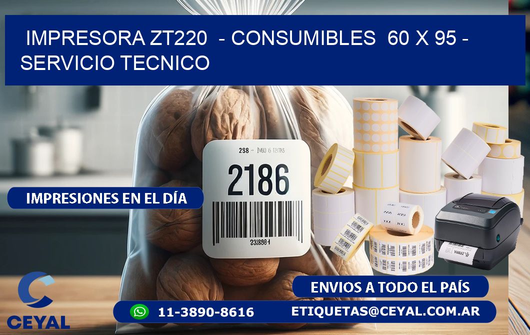 IMPRESORA ZT220  - CONSUMIBLES  60 x 95 - SERVICIO TECNICO