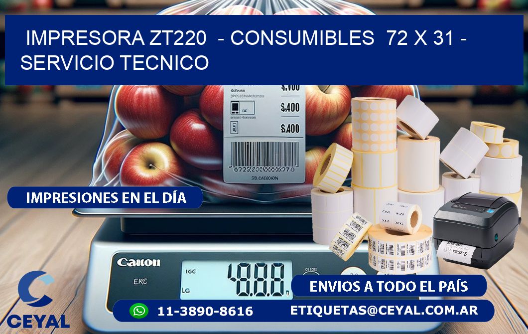 IMPRESORA ZT220  - CONSUMIBLES  72 x 31 - SERVICIO TECNICO