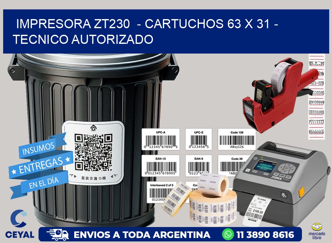 IMPRESORA ZT230  - CARTUCHOS 63 x 31 - TECNICO AUTORIZADO