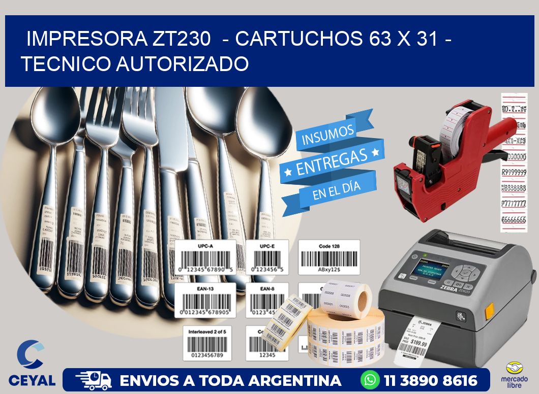 IMPRESORA ZT230  - CARTUCHOS 63 x 31 - TECNICO AUTORIZADO