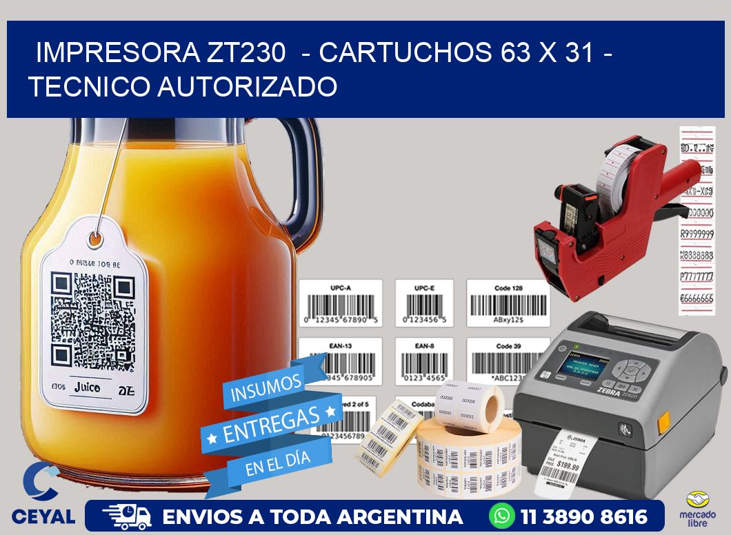 IMPRESORA ZT230  - CARTUCHOS 63 x 31 - TECNICO AUTORIZADO