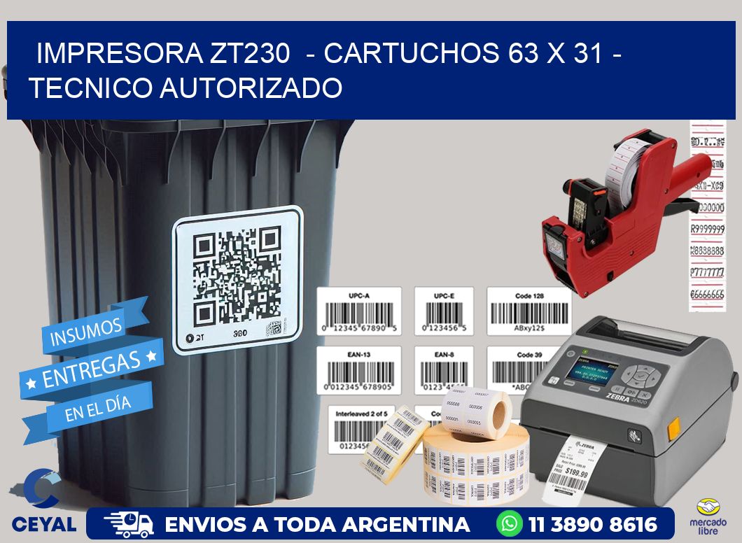 IMPRESORA ZT230  – CARTUCHOS 63 x 31 – TECNICO AUTORIZADO