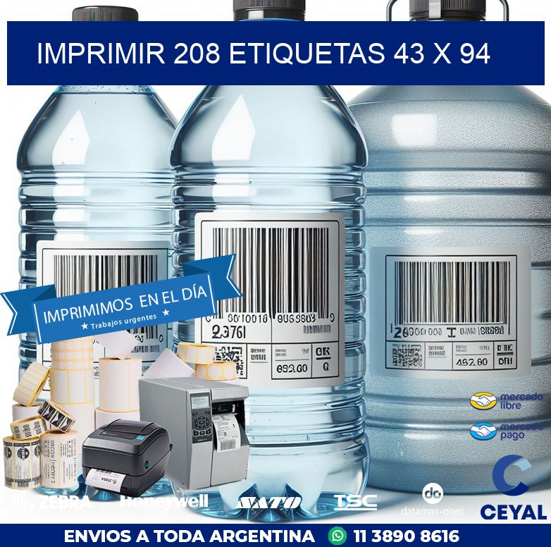 IMPRIMIR 208 ETIQUETAS 43 x 94