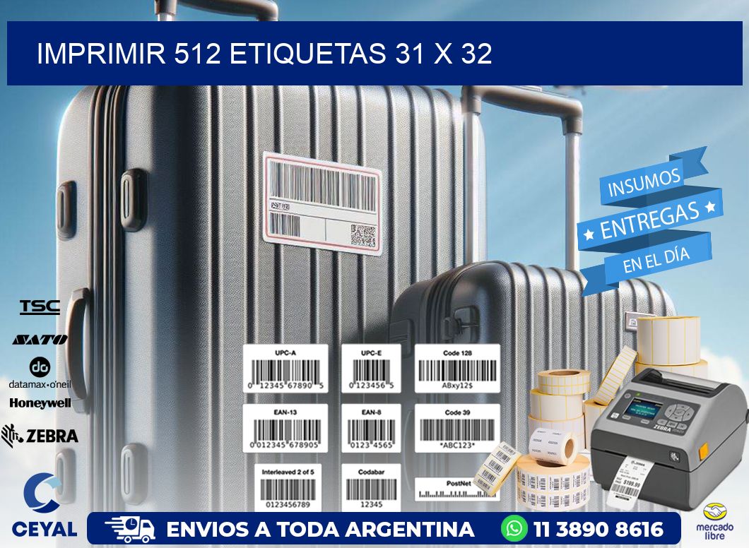 IMPRIMIR 512 ETIQUETAS 31 x 32